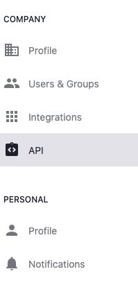 API panel in company settings. 